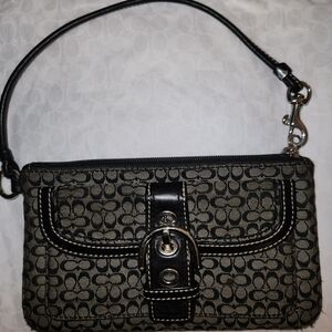 Coach Black and Gray Signature Wristlet